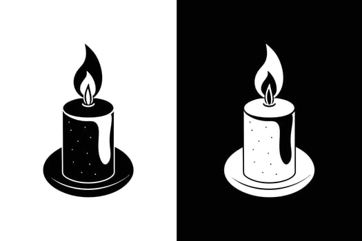 candle silhouette icon on the white black background vector
