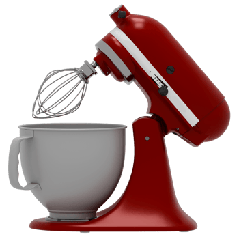 A red mixer with a bowl png