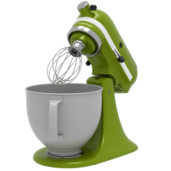 3d A green mixer with a bowl and whisk png