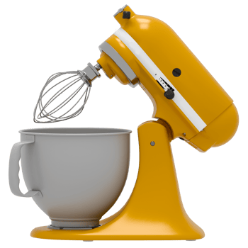 A yellow mixer with a bowl png