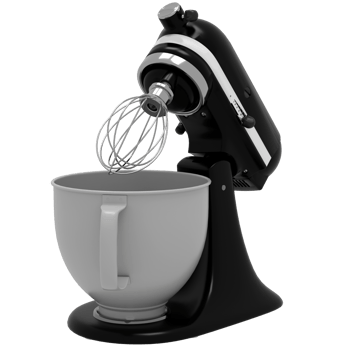 A black mixer with a bowl on top png
