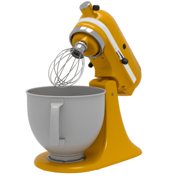 A yellow mixer is sitting on top of a bowl png