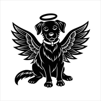 Heaven Papillon A Dog with Angel Wings and Halo vector