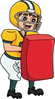 American Football Player Training Cartoon Clipart vector