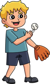 Baseball Kids Playing the Ball Cartoon Clipart vector