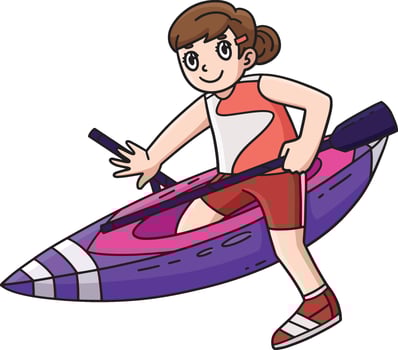 Rowing Oarswoman Getting on Boat Cartoon Clipart vector