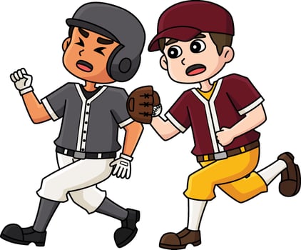 Baseball Player Tag Cartoon Colored Clipart vector