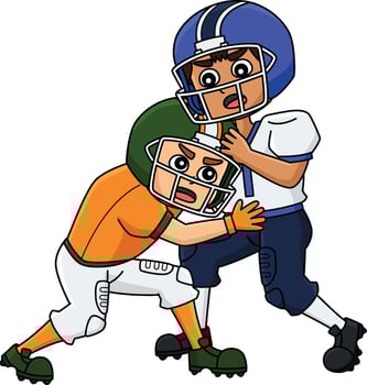 American Football Players Pushing Cartoon Clipart vector