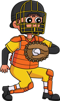 Baseball Catcher Cartoon Colored Clipart vector