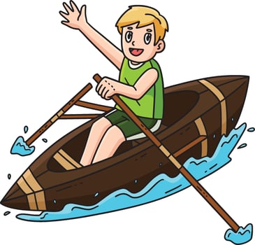 Rowing Oarsman Colored Cartoon Cartoon Clipart vector