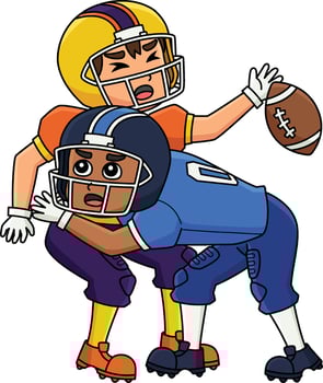 American Football Player Tackle Cartoon Clipart vector