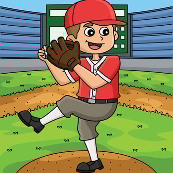 Baseball Pitcher Colored Cartoon Illustration vector