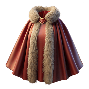 Red Fur-Trimmed Cloak 3D Render png
