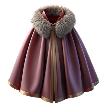 Red Fur-Trimmed Cloak with Gold Accents png