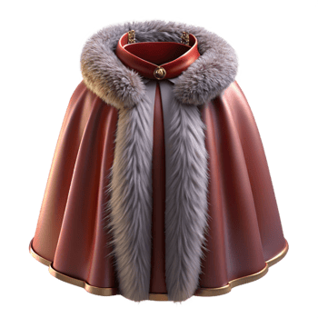 Red Fur-Trimmed Cape with Gold Accents png