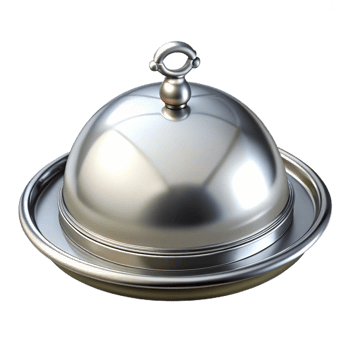 Shiny Silver Food Cover 3D Render png