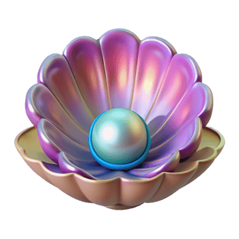 3D Render of a Pearl in a Seashell png