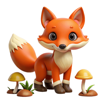 Cute Isometric Cartoon Fox Illustration png