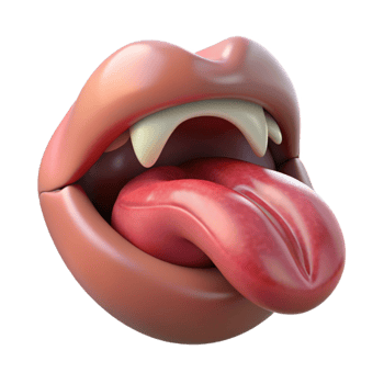 3D Rendered Mouth With Fangs Tongue png