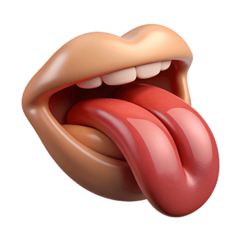 3D Glossy Lips and Tongue Illustration png