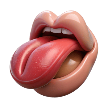 3D Lips Tongue Cartoon Illustration png