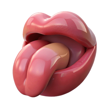 Isometric Glossy Lips and Tongue Illustration png