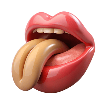Glossy Lips and Tongue Isometric Render png
