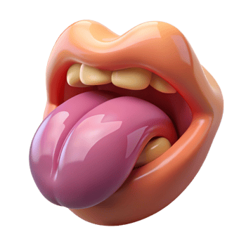 3D Glossy Lips Tongue Illustration png