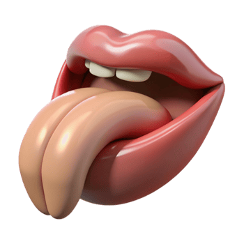 3D Cartoon Lips and Tongue Illustration png