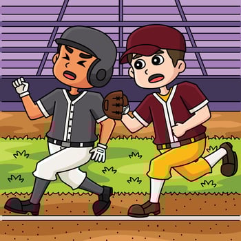Baseball Player Tag Colored Cartoon Illustration vector