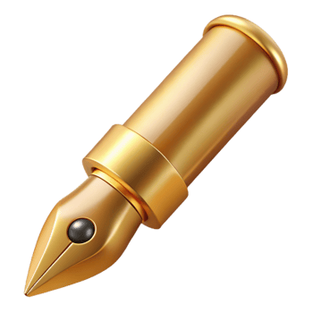 Gold Pen Nib 3D Illustration png