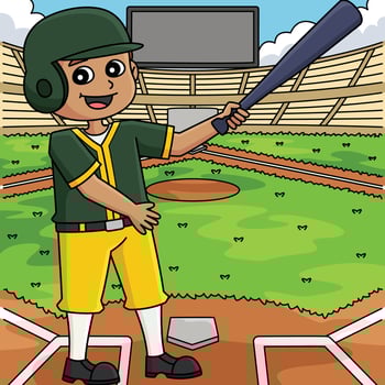 Baseball Player on the Field Colored Cartoon vector