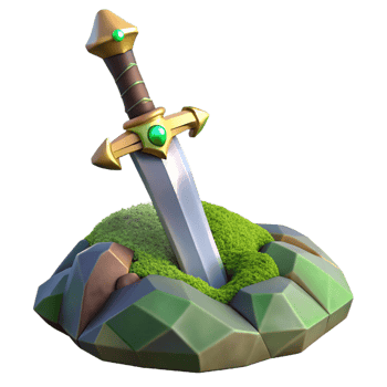 Sword in Stone, Green Moss, 3D Render png