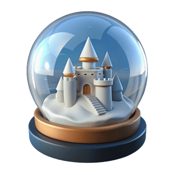 Castle in a Glass Dome 3D Illustration png