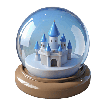 Blue Roof Castle in Glass Dome png