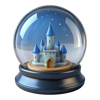 3D Render of a Castle Inside a Snow Globe png