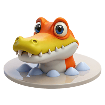 Cute Cartoon Crocodile 3D Illustration png