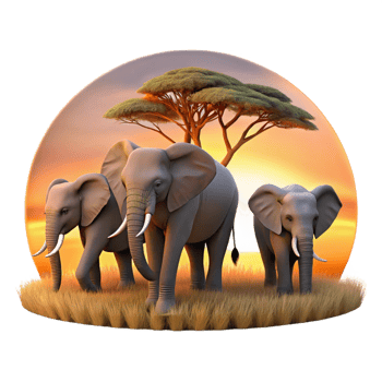African Elephants in Sunset Savanna png
