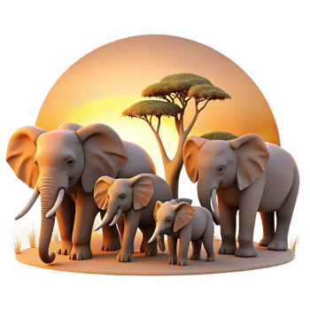 Elephant Family Sunset png