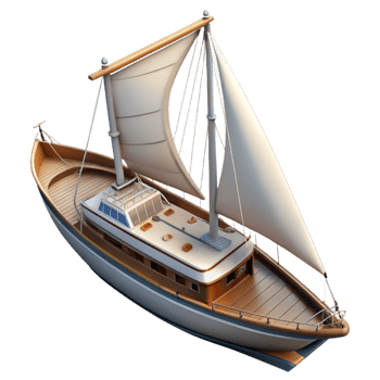 Classic Sailboat with White Sails png