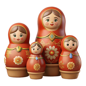 3D Illustration of Nesting Dolls png