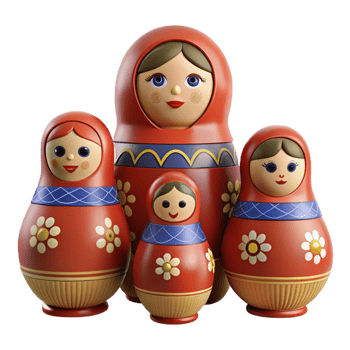 Nesting Dolls with Flower Patterns png