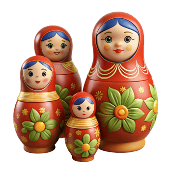 Set of Colorful Nesting Dolls png