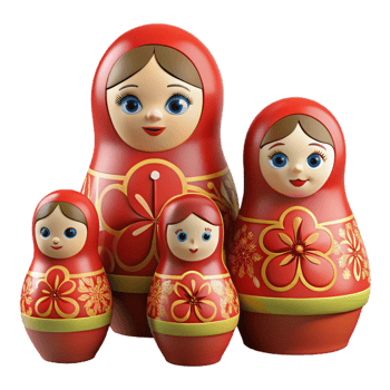 Red and Gold Nested Dolls png