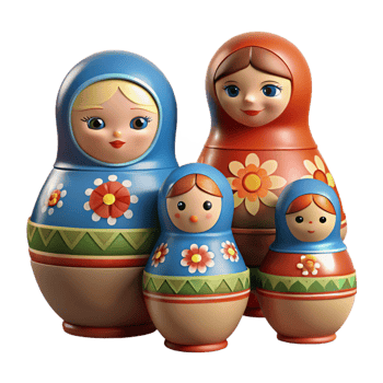 Colorful Nesting Dolls with Floral Patterns png