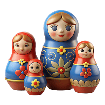 Colorful Nesting Dolls with Floral Designs png