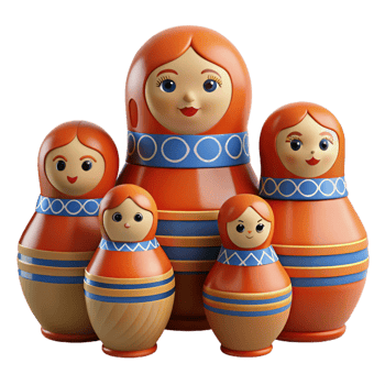 3D Render of Matryoshka Dolls png