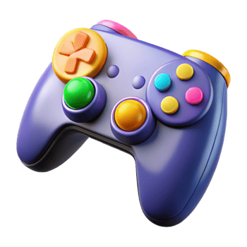 Colorful Isometric Game Controller Render png