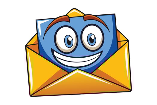 Funny cartoon email icon with bright yellow envelope and joyful smile, ideal for modern digital communication visuals vector