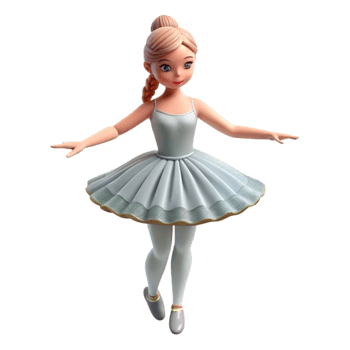 Isometric Cartoon Ballerina in Tutu png